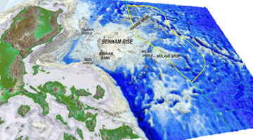 Benham Rise Region (Source: The Philippine Extended Continental Shelf of the Benham Rise Region. A Brochure prepared by the Systems Development and Programming Division, Information Management Department, National Mapping and Resource Information Authority)