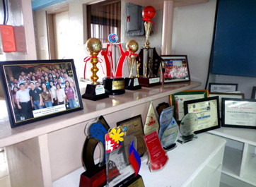 Photo shows some of Mega Global’s awards throughout the company’s 19 years of existence.