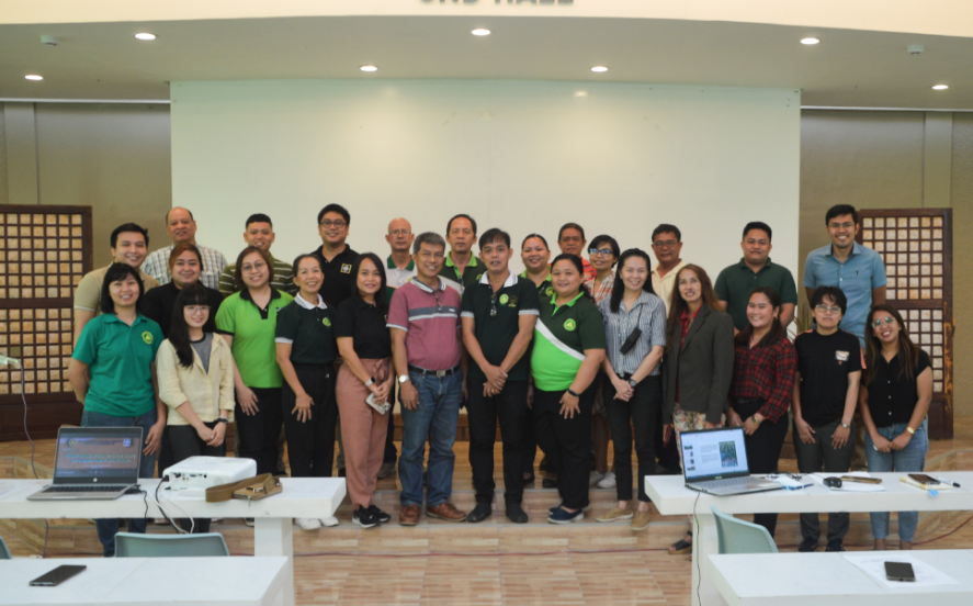 DOST-PCAARRD Team, led by Crops Research Division Director Leilani D. Pelegrina, with the program team and administrative staff of Central Bicol State University of Agriculture (CBSUA) during the Inception Meeting of the program “Boosting the Taro Industry and Indigenous Crops of the Bicol Region.” (Image Credit: Crops Research Division, DOST-PCAARRD)