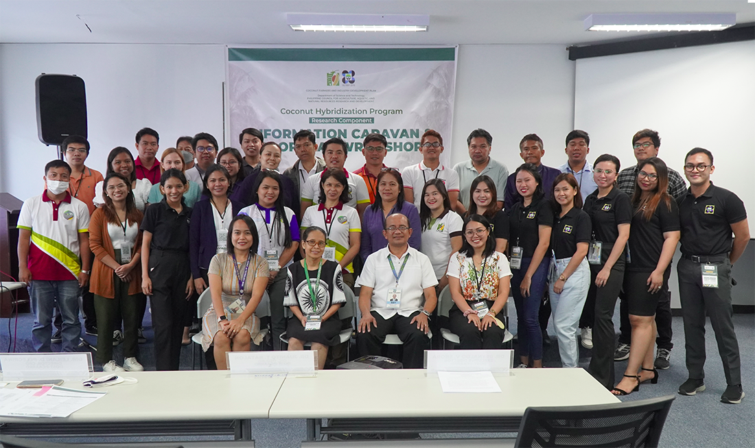 DOST-PCAARRD convened 10 Research and Development Institutions (RDIs) and State Universities and Colleges (SUCs) from Region IV and NCR for the Coconut Farmers and Industry Development Plan (CFIDP) Coconut Hybridization Program (CHP) Research Component Regional Information Caravan and Proposal Writeshop. (Image credit: Crops Research Division, DOST-PCAARRD)