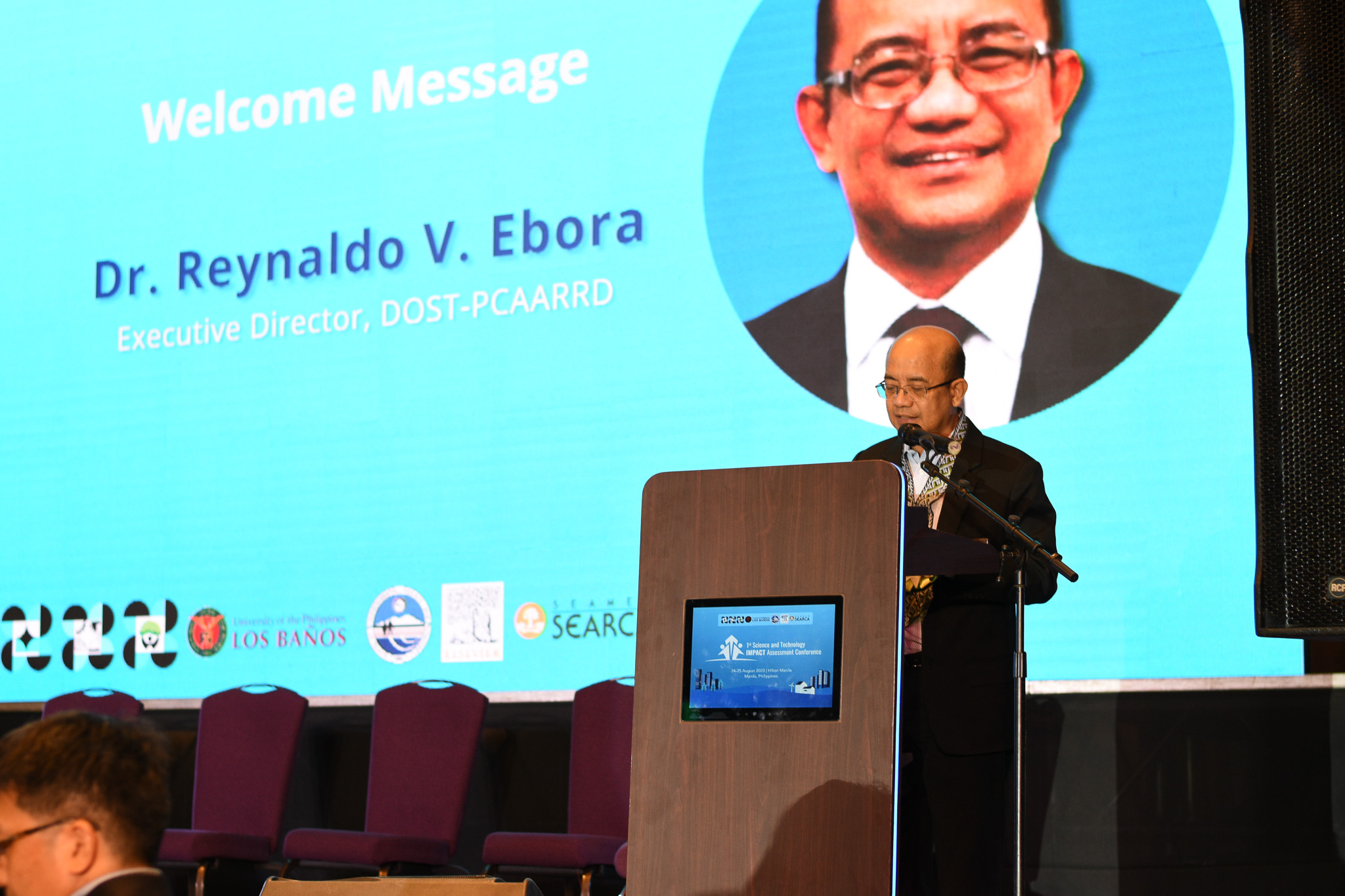 DOST-PCAARRD Executive Director Reynaldo V. Ebora shares his welcoming remarks for the 1st Science and Technology Impact Assessment Conference. In his speech, Dr. Ebora reiterated the importance of doing impact assessment in the field of research and development to optimize the benefits of R&amp;D to stakeholders.
