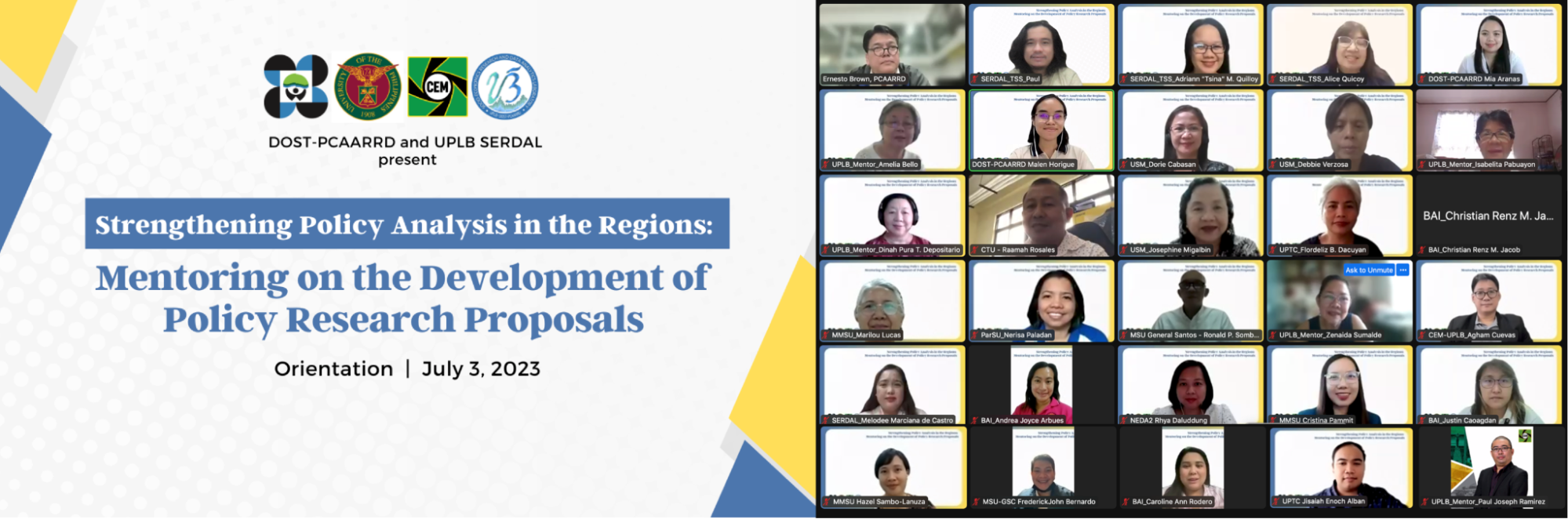 DOST-PCAARRD and SERDAL launch Policy Analysis Mentoring Program to strengthen regional policy research development