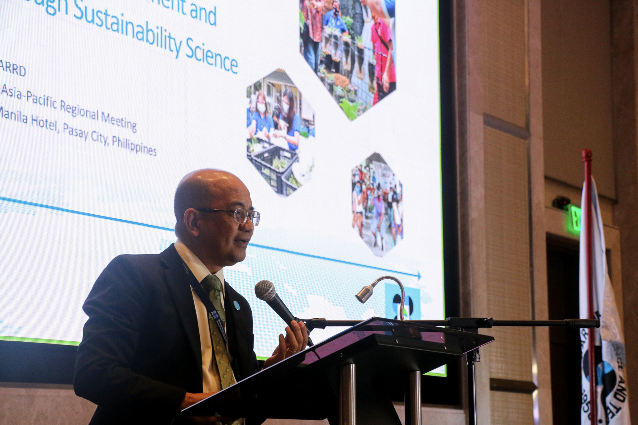 DOST-PCAARRD Executive Director, Dr. Reynaldo Ebora, as one of the speakers of Session 3: Use of Sustainability of Science in Society in the 2023 GRC Asia-Pacific Regional Meeting. (Image credit: Karl Vincent S. Mendez, ACD, DOST-PCAARRD)