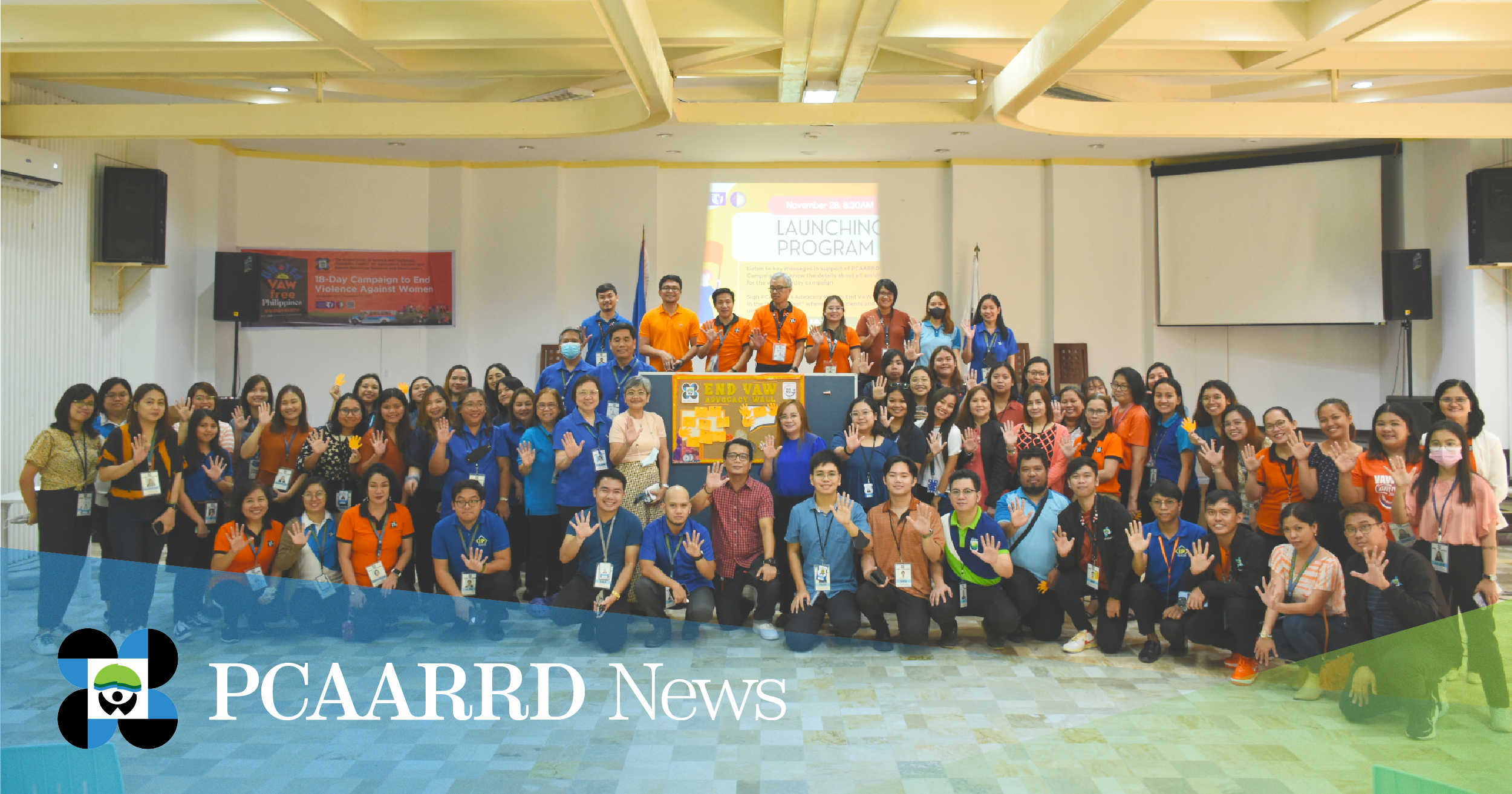 DOST-PCAARRD staff shows the end VAW sign to signify the Council’s vow to campaign against gender-based violence. (Image credit: Paul Czesar T. Katimbang, DOST-PCAARRD)