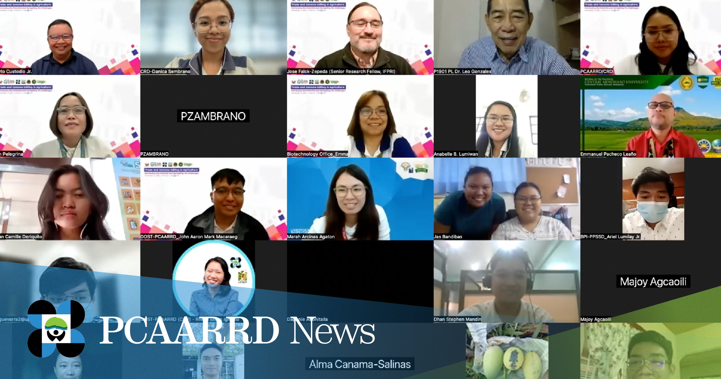 Attendees of the webinar “Trade and Genome Editing in Agriculture: Harnessing the Potential and Navigating the Challenges” held via videoconferencing. (Image Credit: Crops Research Division, DOST-PCAARRD)